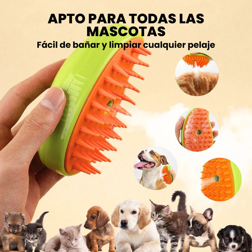 Cepillo de Vapor 3 en 1 - Elimina Muda de Pelo de Mascotas